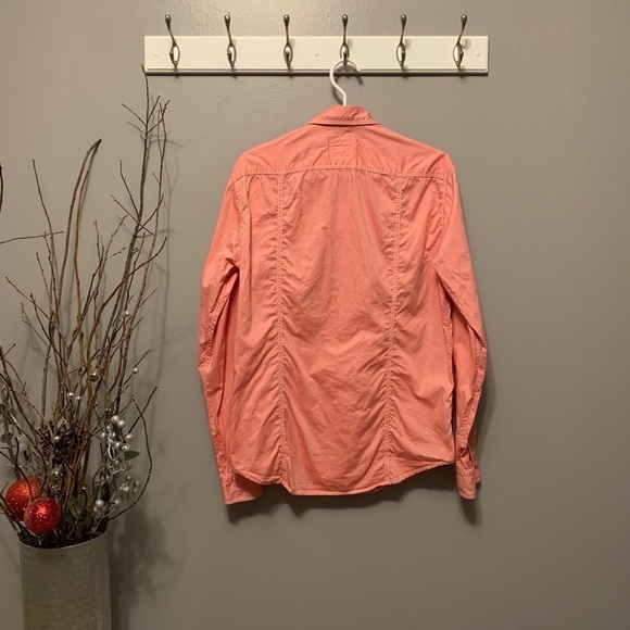 HUGO ORANGE | Mens Salmon Coloured Button Down Dress Shirt Size Medium​​ - Picture 4 of 6